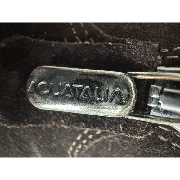 Aquatalia Mia Brown Suede Boots 9 Zip-Front Knit Cuff Low Wedge Heel Booties - Picture 14 of 16